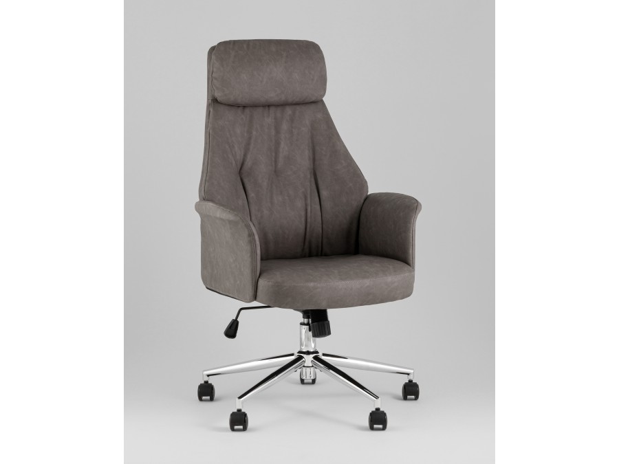 Кресло офисное TopChairs Neoma серый экокожа