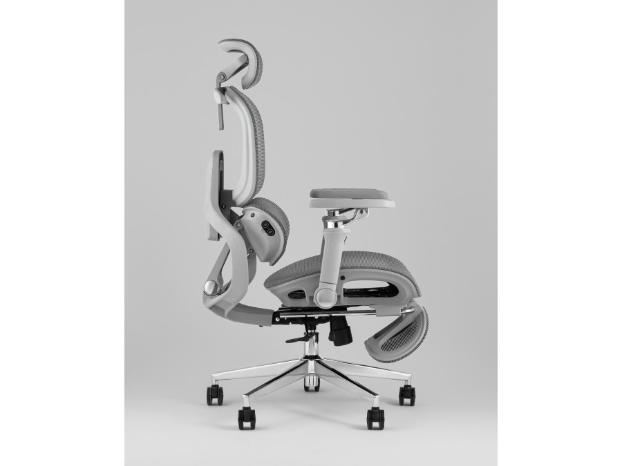 Кресло офисное TopChairs Prodigy с оттоманкой серый