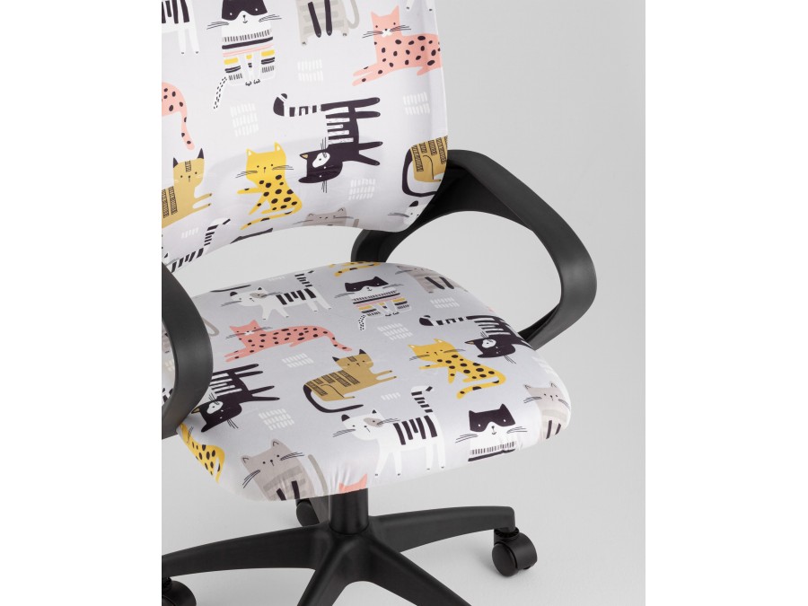 Кресло офисное TopChairs Simple SN Junior принт Blue Cats пластик черный