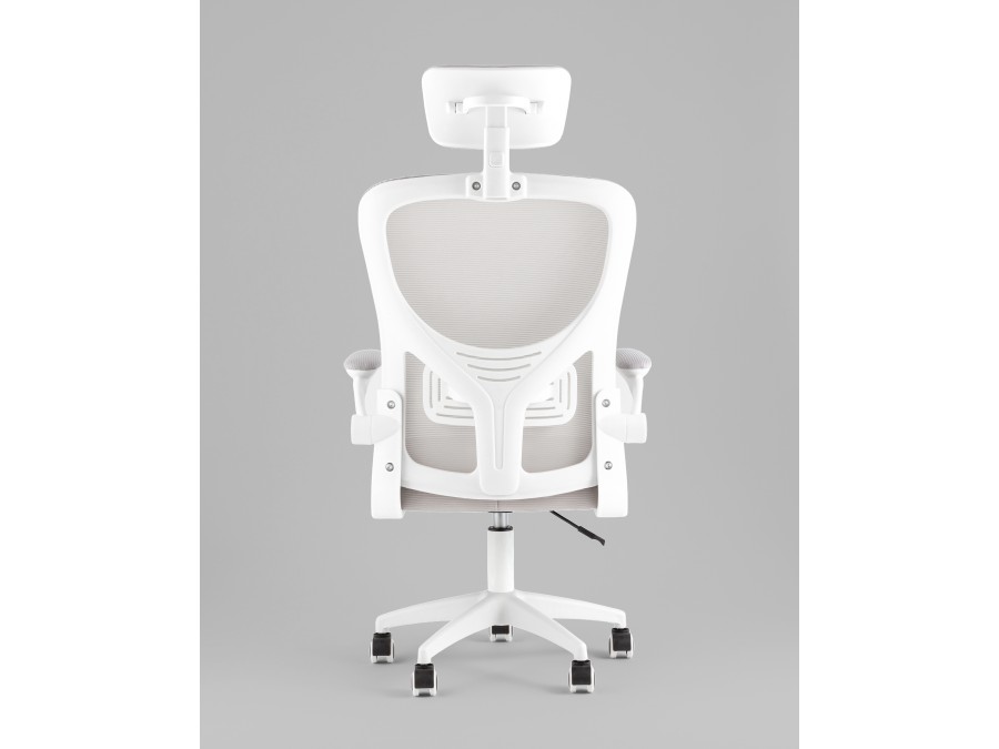 Кресло офисное TopChairs Core серый с подголовником пластик белый