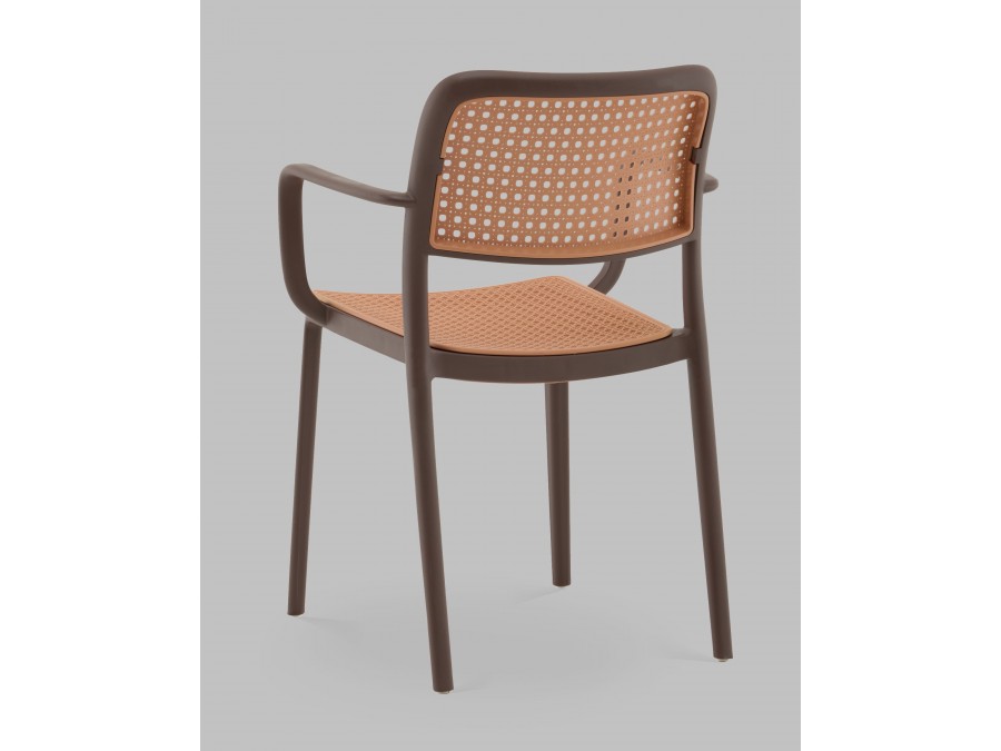 Стул Yona пластиковый с подлокотниками коричневый