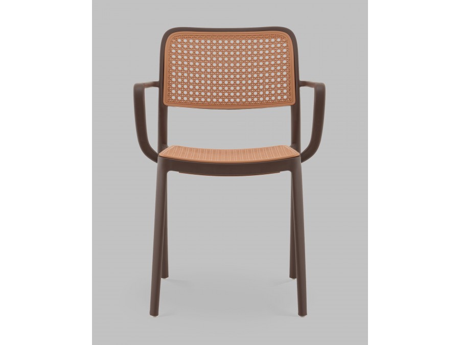 Стул Yona пластиковый с подлокотниками коричневый