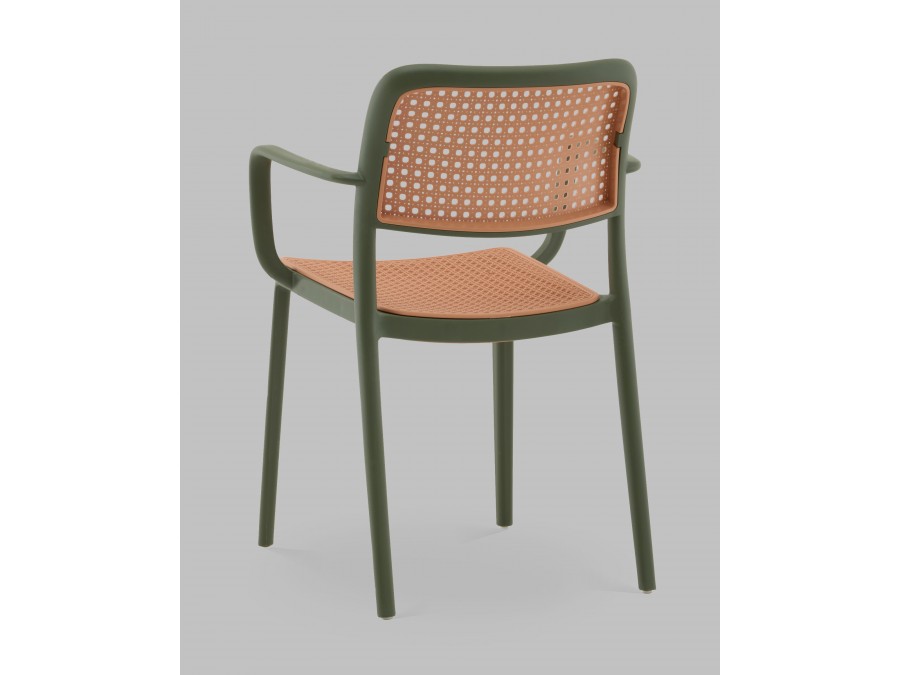 Стул Yona пластиковый с подлокотниками зелёный