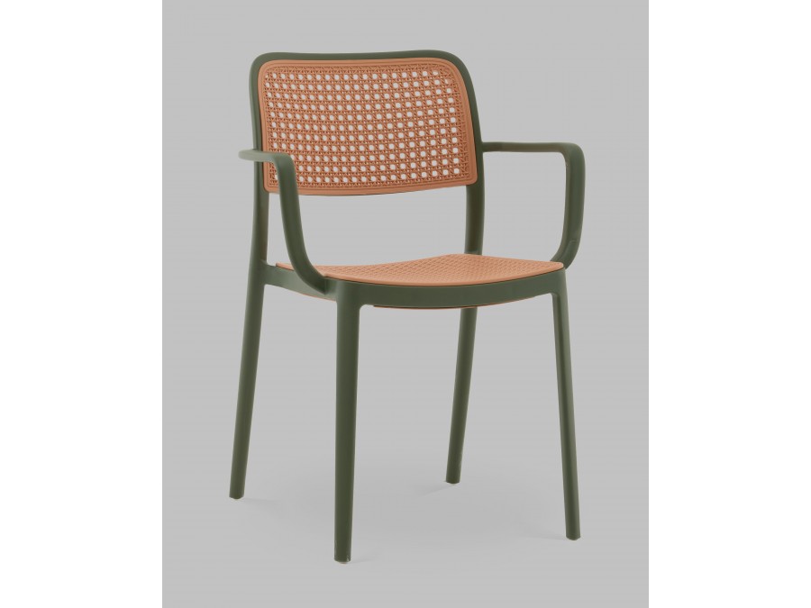 Стул Yona пластиковый с подлокотниками зелёный