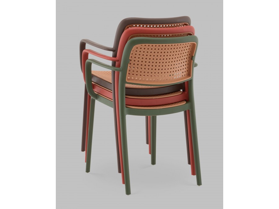 Стул Yona пластиковый с подлокотниками зелёный