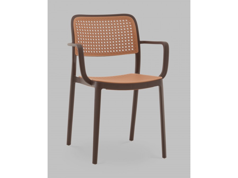 Стул Yona пластиковый с подлокотниками коричневый