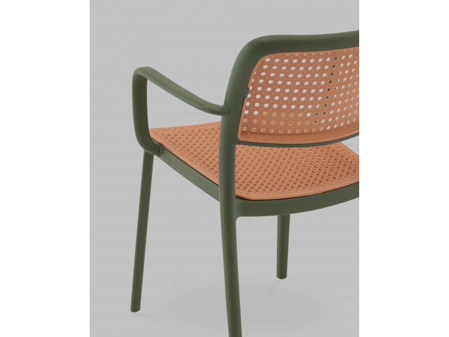 Стул Yona пластиковый с подлокотниками зелёный