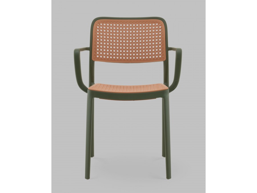 Стул Yona пластиковый с подлокотниками зелёный