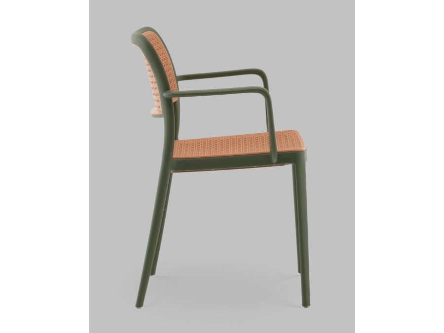 Стул Yona пластиковый с подлокотниками зелёный