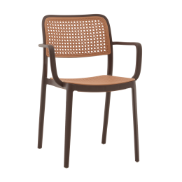 Стул Yona пластиковый с подлокотниками коричневый
