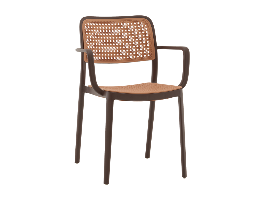 Стул Yona пластиковый с подлокотниками коричневый