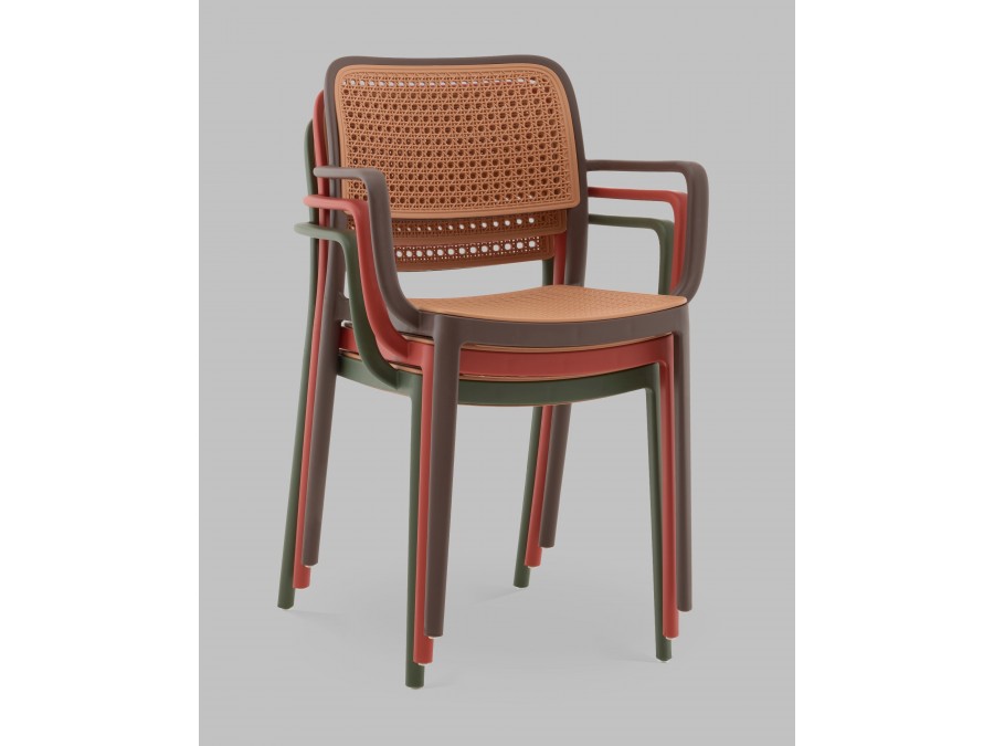 Стул Yona пластиковый с подлокотниками зелёный