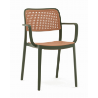 Стул Yona пластиковый с подлокотниками зелёный