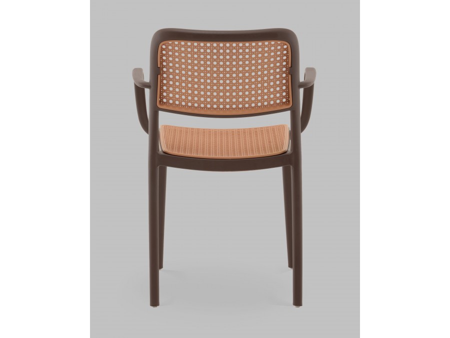 Стул Yona пластиковый с подлокотниками коричневый