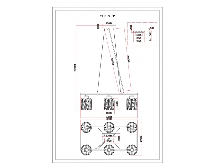 Люстра подвесная Moderli V11709-6P Prismique