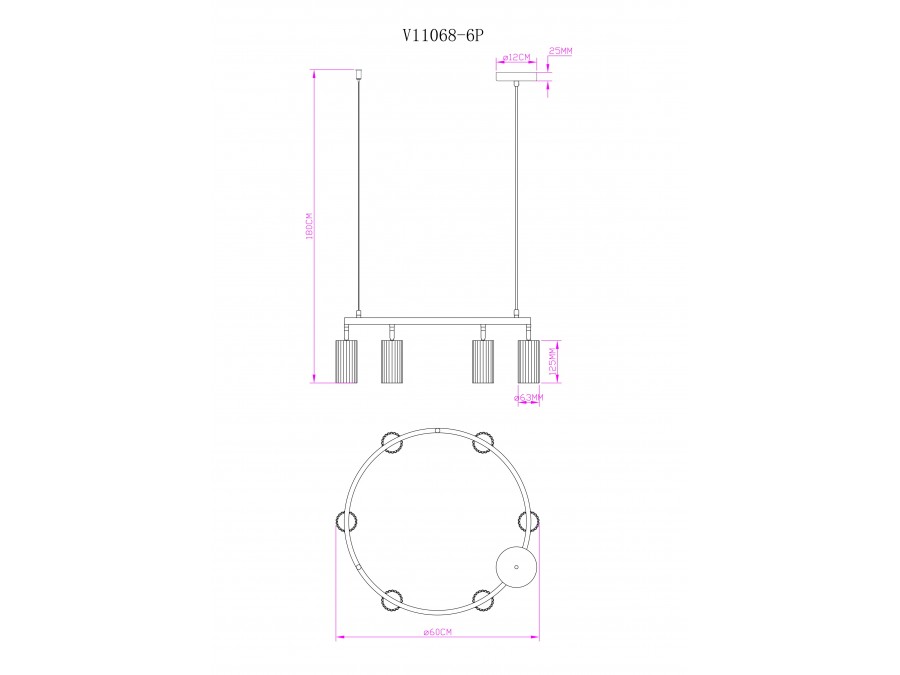 Люстра подвесная Moderli V11603-6P Cora