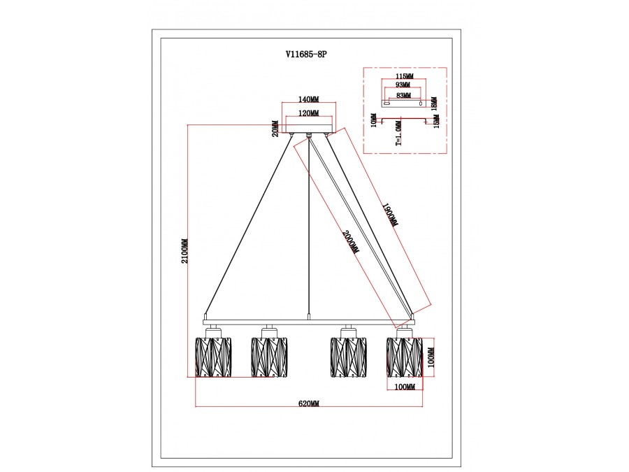 Люстра подвесная Moderli V11685-8P Prismique