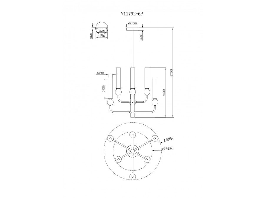 Люстра подвесная Moderli V11792-6P Illis