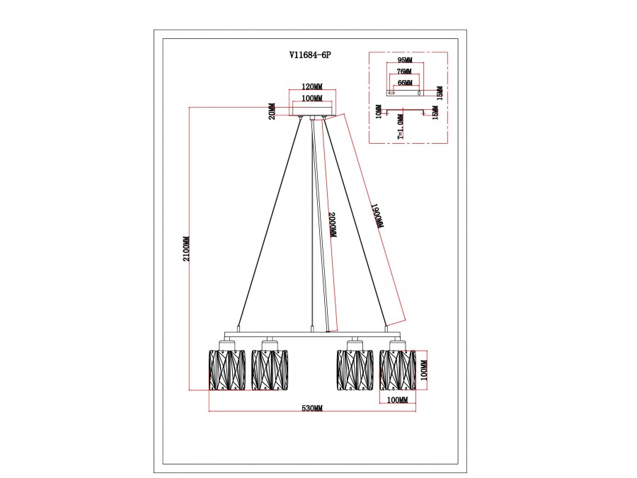 Люстра подвесная Moderli V11684-6P Prismique