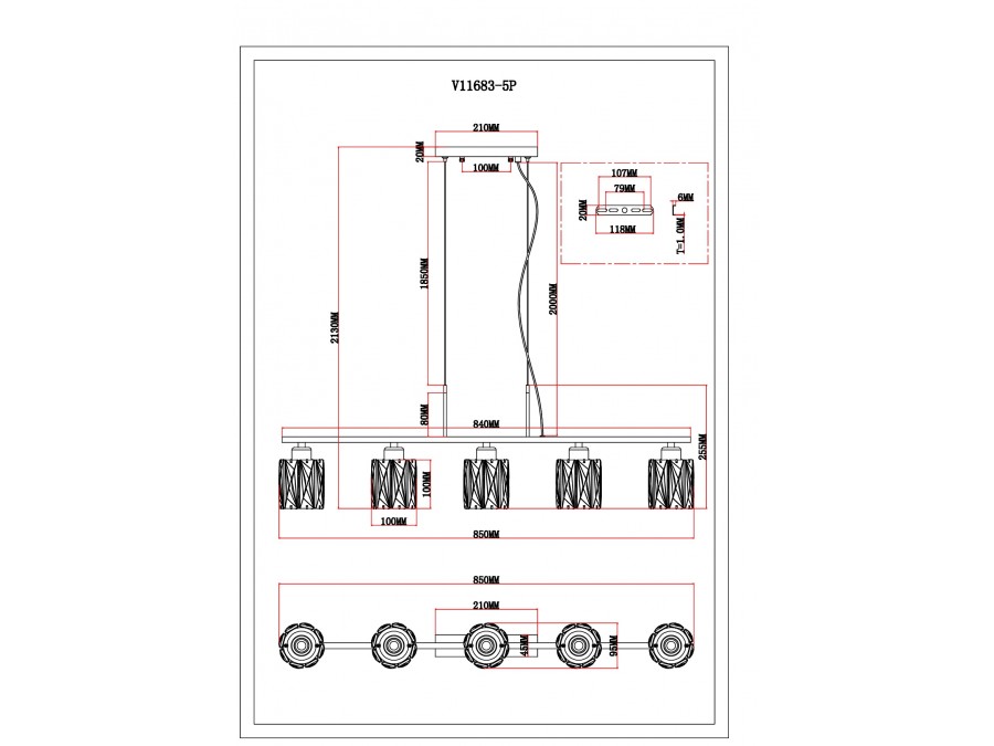 Люстра подвесная Moderli V11683-5P Prismique