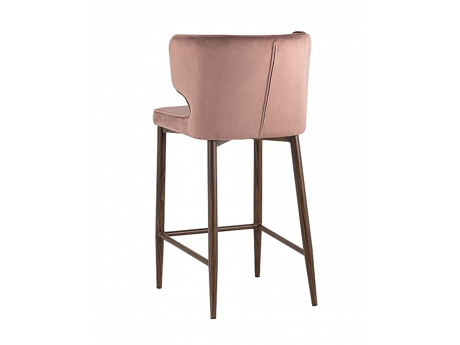 Стул полубарный Матео велюр пыльно-розовый ножки дерево