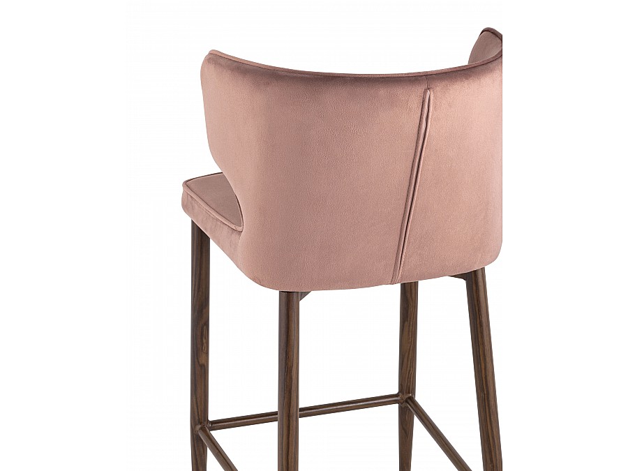 Стул полубарный Матео велюр пыльно-розовый ножки дерево