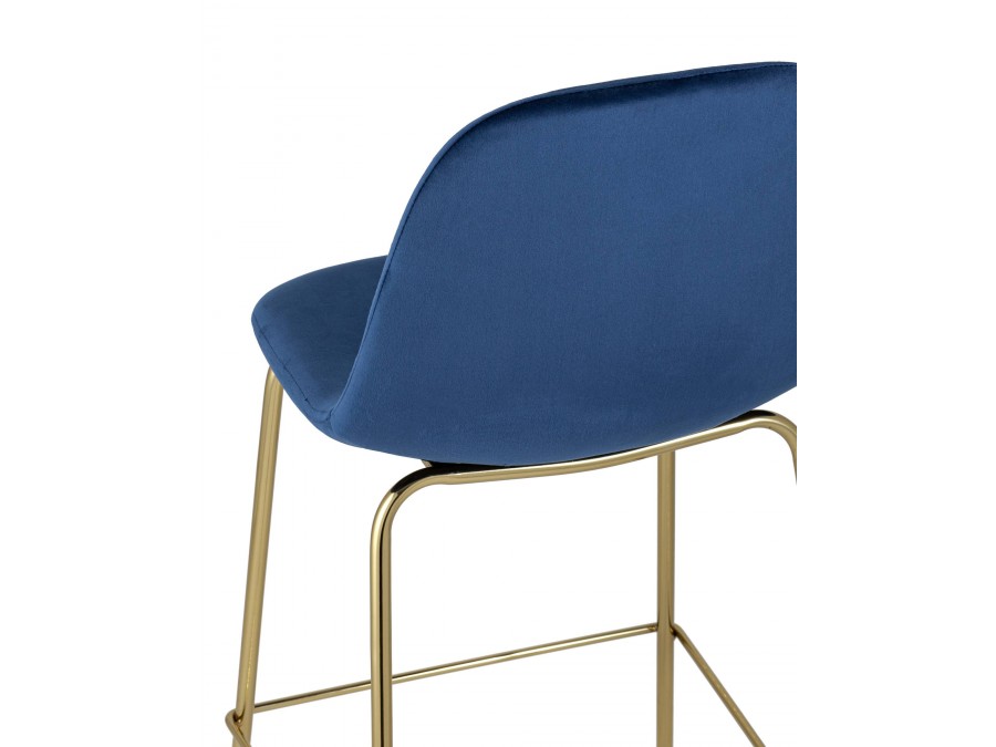 Стул полубарный Валенсия велюр синий золотые ножки