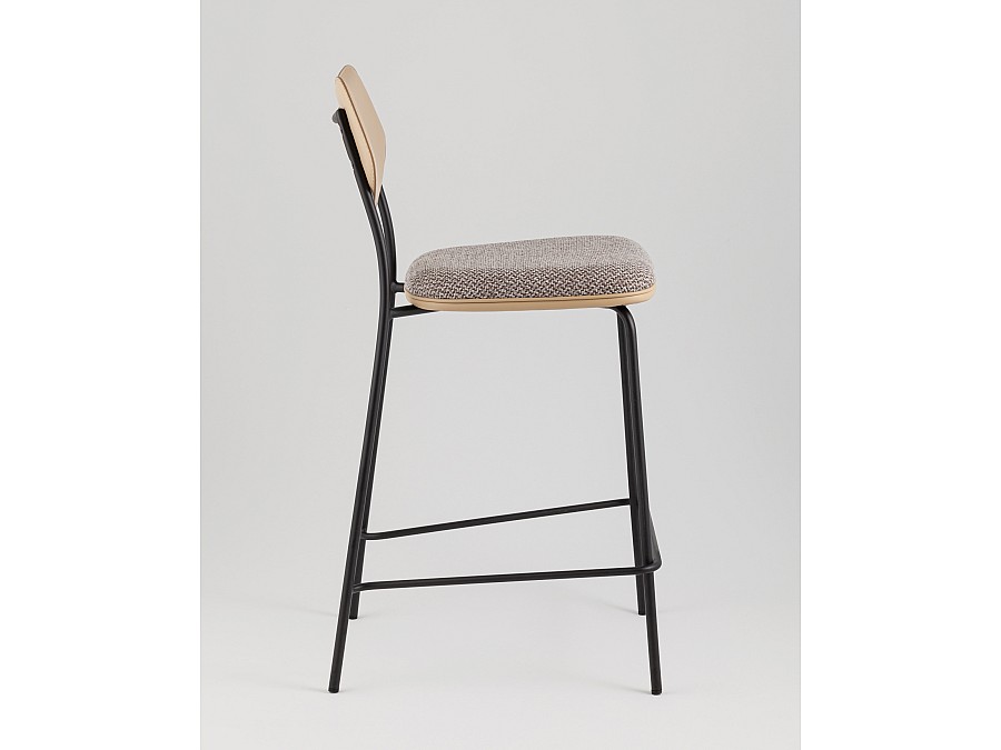 Стул полубарный Casey серо-коричневый с бежевой экокожей