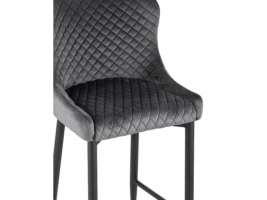 Стул полубарный Ститч велюр серый