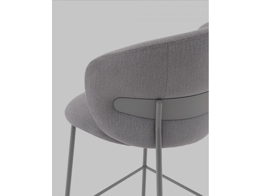 Стул полубарный Блейз велюр серый, каркас серый