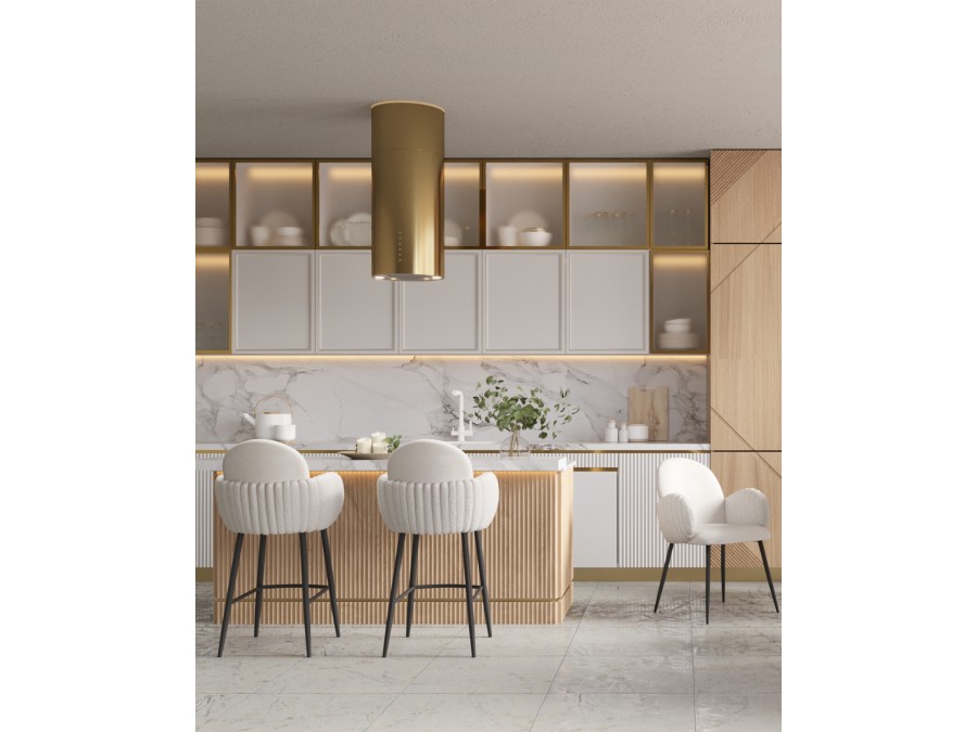 Стул полубарный Wave Stripes букле белый