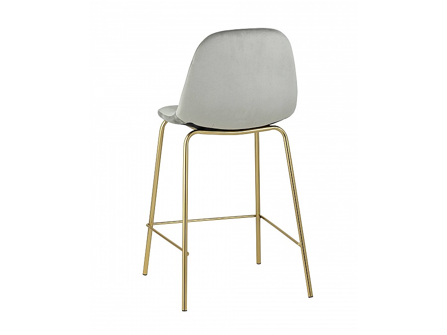 Стул полубарный Валенсия велюр серый золотые ножки