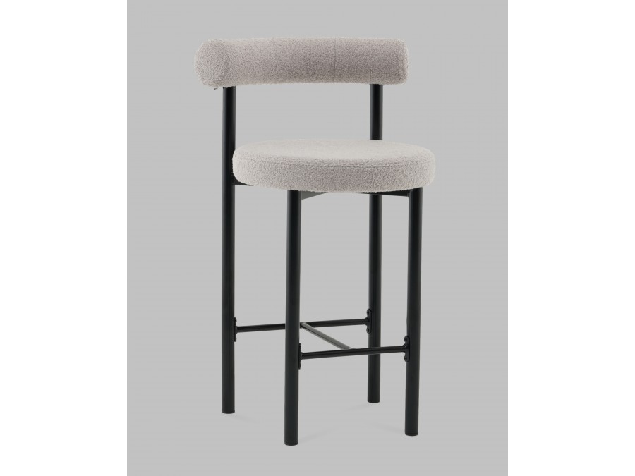 Стул полубарный Флорео букле светло-серый