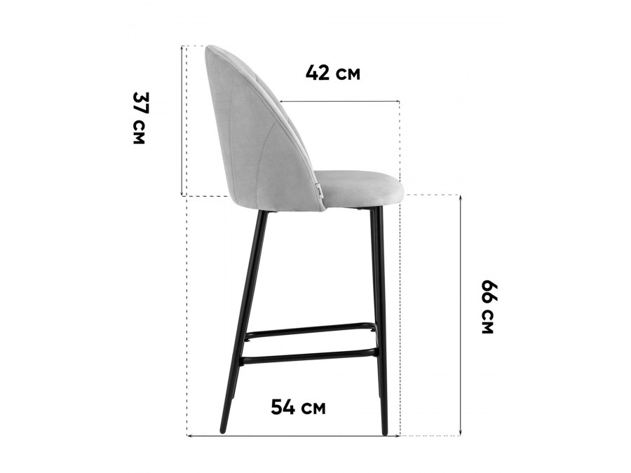 Стул полубарный Логан SN велюр светло-серый