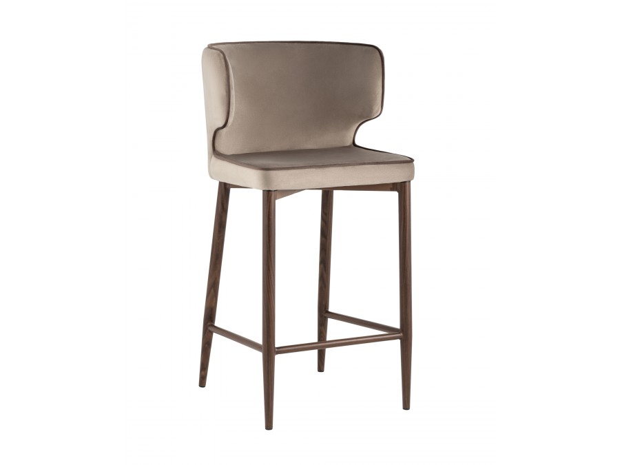 Стул полубарный Матео с кантом велюр шампань ножки дерево