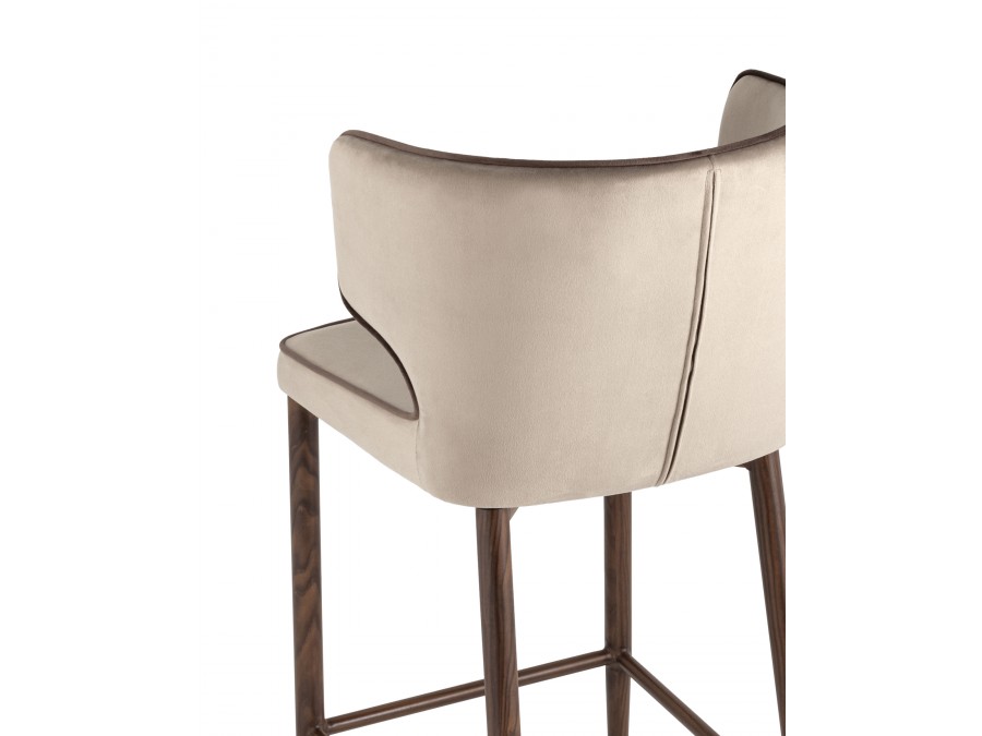 Стул полубарный Матео с кантом велюр шампань ножки дерево