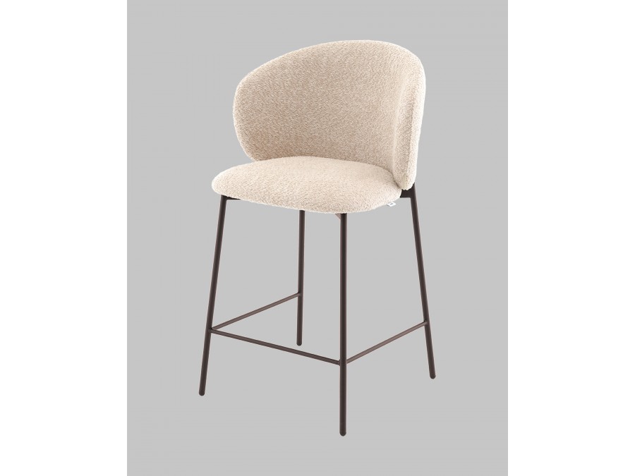 Стул полубарный Блейз букле капучино, каркас серо-коричневый