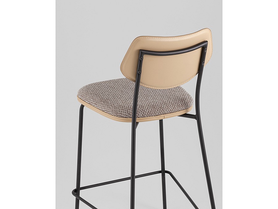 Стул полубарный Casey серо-коричневый с бежевой экокожей