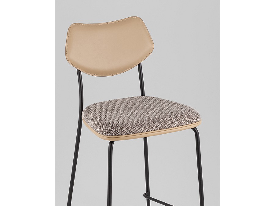 Стул полубарный Casey серо-коричневый с бежевой экокожей