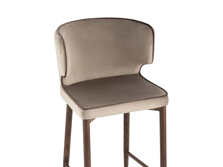 Стул полубарный Матео с кантом велюр шампань ножки дерево