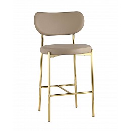 Стул полубарный Барбара экокожа бежевая золотые ножки