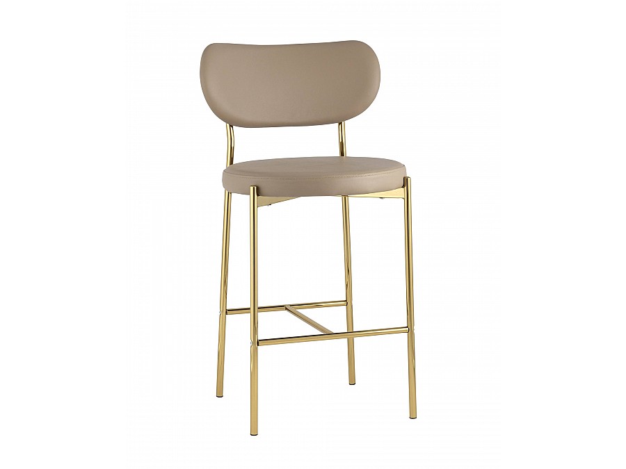Стул полубарный Барбара экокожа бежевая золотые ножки