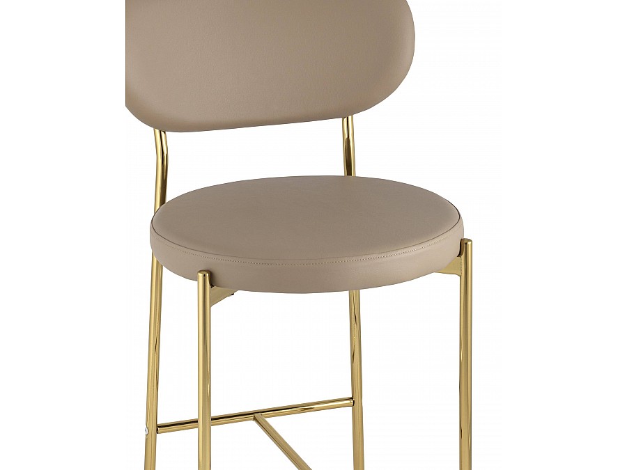 Стул полубарный Барбара экокожа бежевая золотые ножки