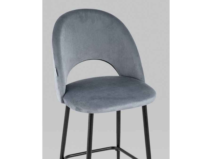 Стул полубарный Меган SN велюр серый