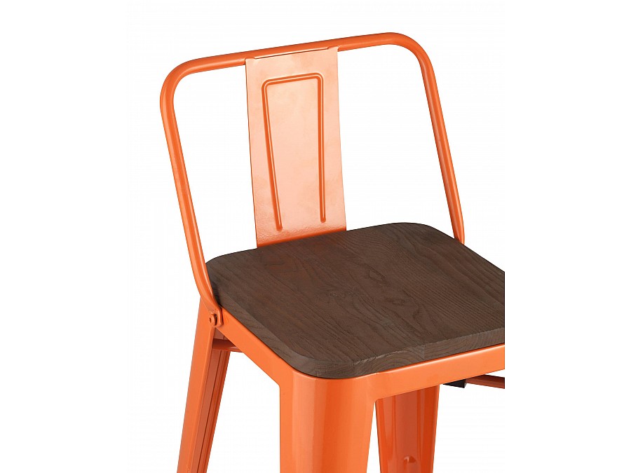 Стул полубарный TOLIX WOOD со спинкой оранжевый глянцевый