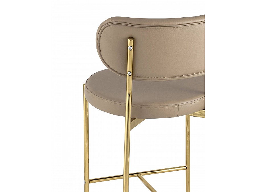 Стул полубарный Барбара экокожа бежевая золотые ножки