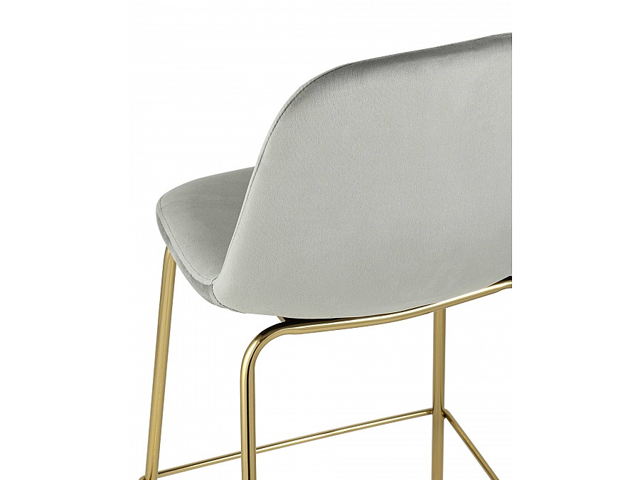 Стул полубарный Валенсия велюр серый золотые ножки
