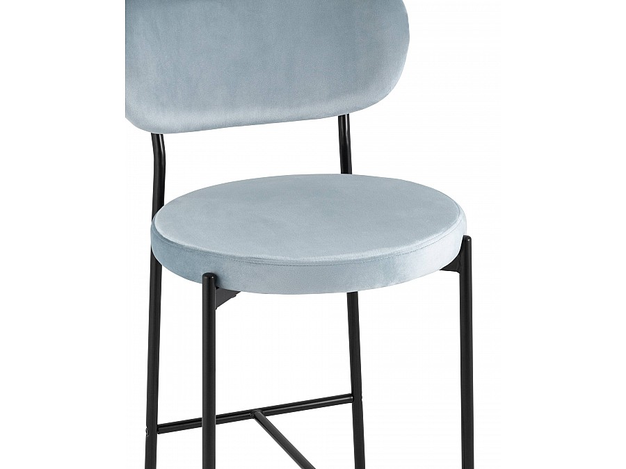Стул полубарный Барбара велюр серо-голубой