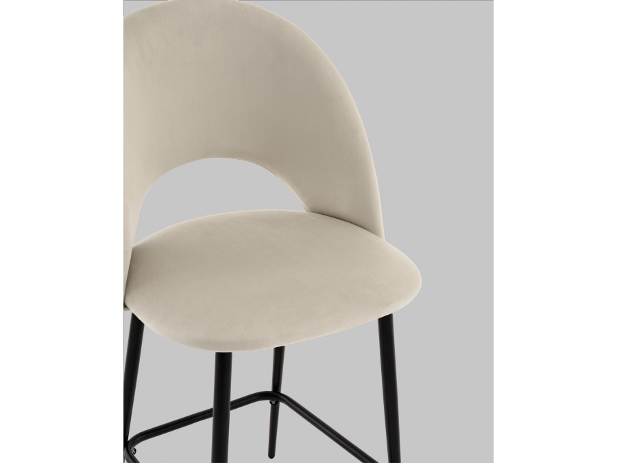 Стул полубарный Меган велюр бежевый