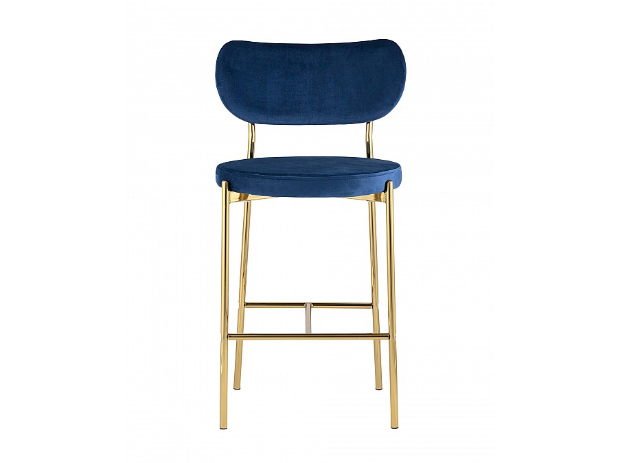 Стул полубарный Барбара велюр синий золотые ножки